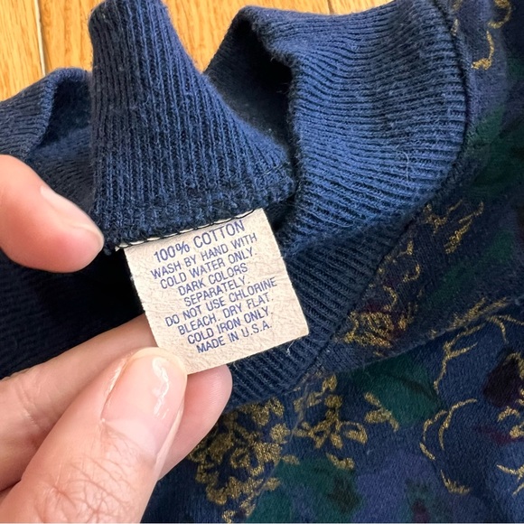 Vintage 90s 2 Piece Dark Blue Floral Belted Skirt and Top Set Size Small - Picture 6 of 13